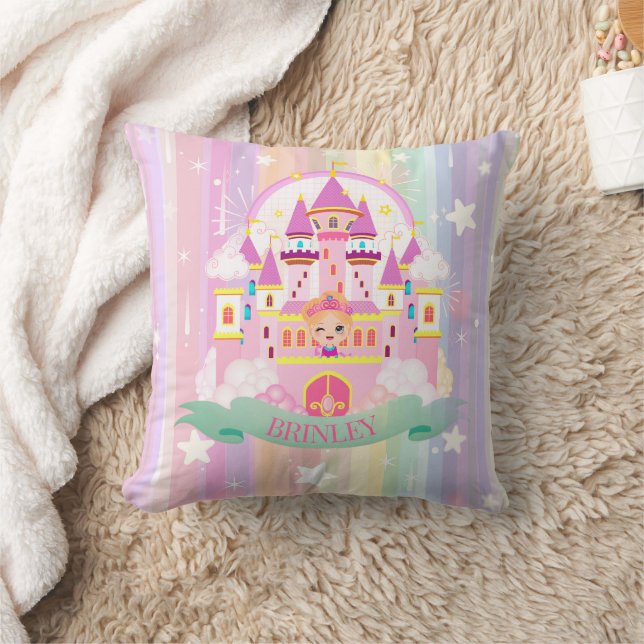 Personalized Gift! Princess Castle Throw Pillow (Blanket)