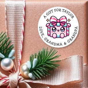 Personalized Gift Tag Christmas   Cute Pink