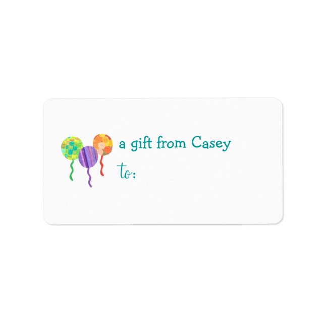 Personalized gift tag label -- balloon (Front)