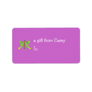 Personalized gift tag label -- butterfly theme