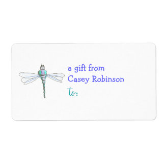 Personalized gift tag label -- dragonfly