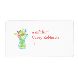 Personalized gift tag label -- floral theme