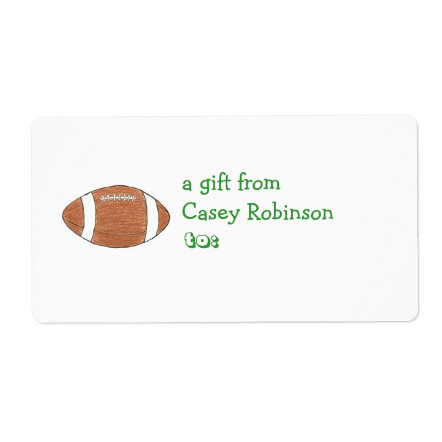 Personalized gift tag label -- football theme (Front)
