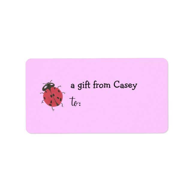 Personalized gift tag label -- ladybug theme (Front)