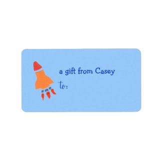 Personalized gift tag label -- rocket theme