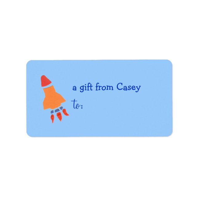 Personalized gift tag label -- rocket theme (Front)