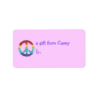 Personalized gift tag label with peace sign