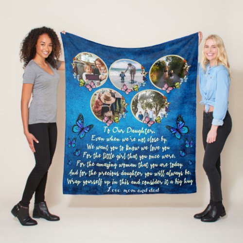 personalized gift to my daughter with 5 pictures fleece blanket