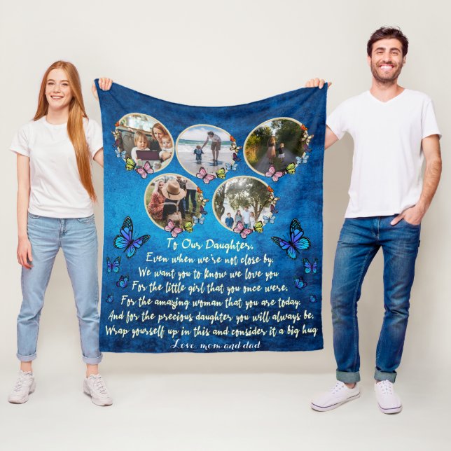 personalized gift to my daughter with 5 pictures fleece blanket (In Situ)