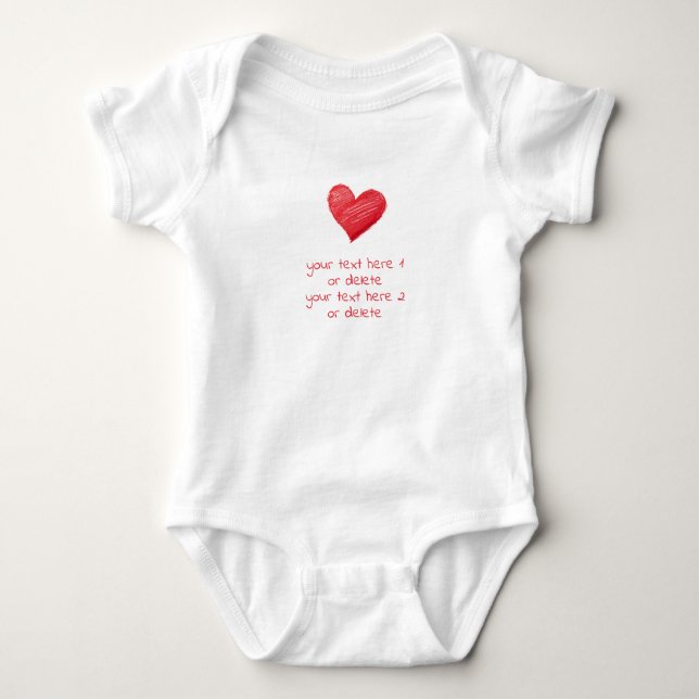 Personalized Gift with own Message, DIY Heart Baby Bodysuit (Front)