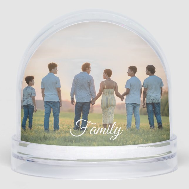 Personalized gift with two photos Custom text Snow Globe (Front)