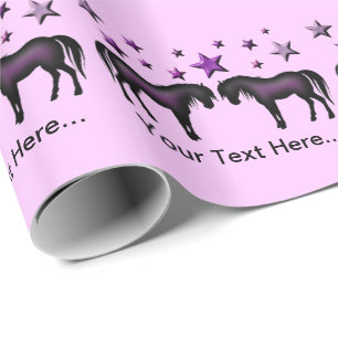 Personalized Gift Wrap - Purple Ponies And Stars