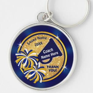 Personalized Gifts for a Cheer COACH, Blue, Gold Keychain