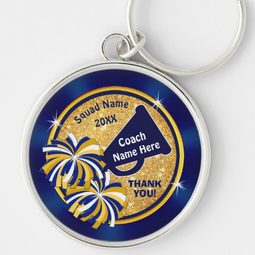 Personalized Gifts for a Cheer COACH Blue Gold Keychain