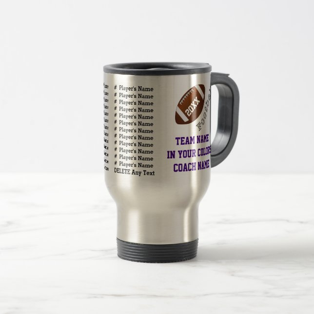 Personalized Gifts for Football Coaches, Players Travel Mug (Front Right)