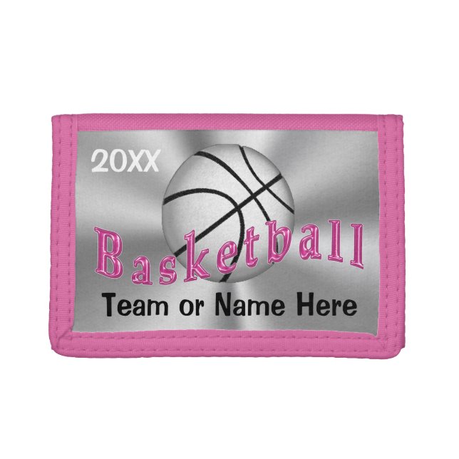 Personalized Gifts for Girls Basketball Team NAME Tri-fold Wallet (Front)