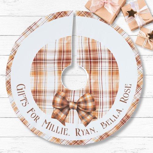 Personalized Gifts For Kid Name Boho Natural Plaid Brushed Polyester Tree Skirt