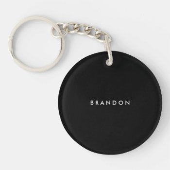 Personalized Gifts For Men Black Circle Key Chain by online_store at Zazzle