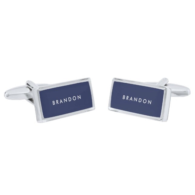 Personalized Gifts For Men Blue Silver Cufflinks (Angled)