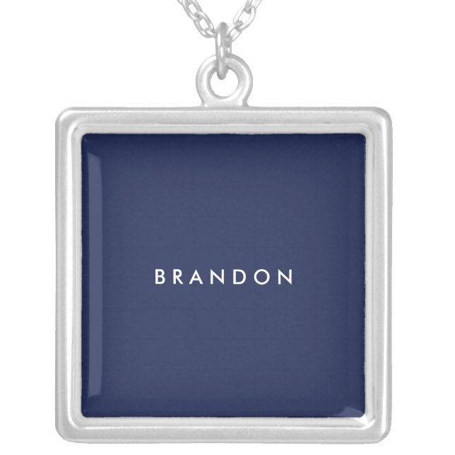 Personalized Gifts For Men Blue Silver Necklace (Front)