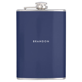Personalized Gifts For Men Navy Blue Hip Flask 8oz