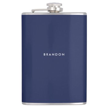 Personalized Gifts For Men Navy Blue Hip Flask 8oz by online_store at Zazzle