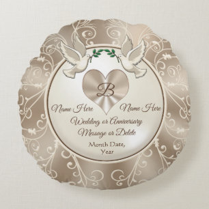 Personalized Gifts for Newlyweds, Anniversary Round Pillow