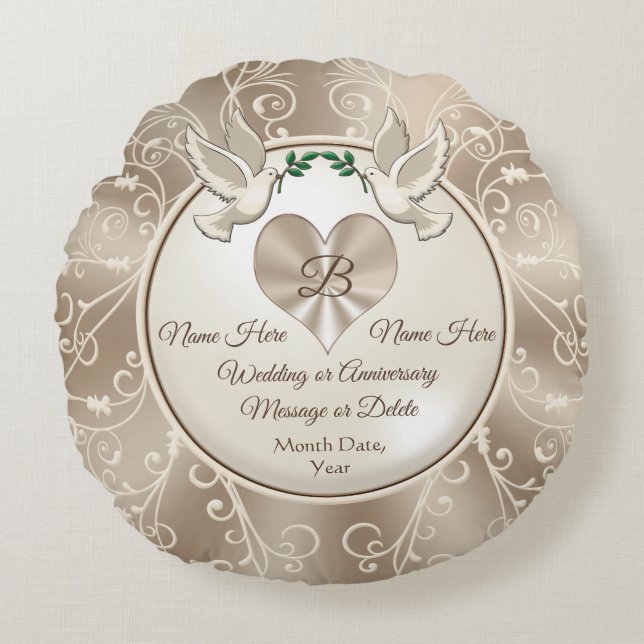 Personalized Gifts for Newlyweds, Anniversary Round Pillow (Front)
