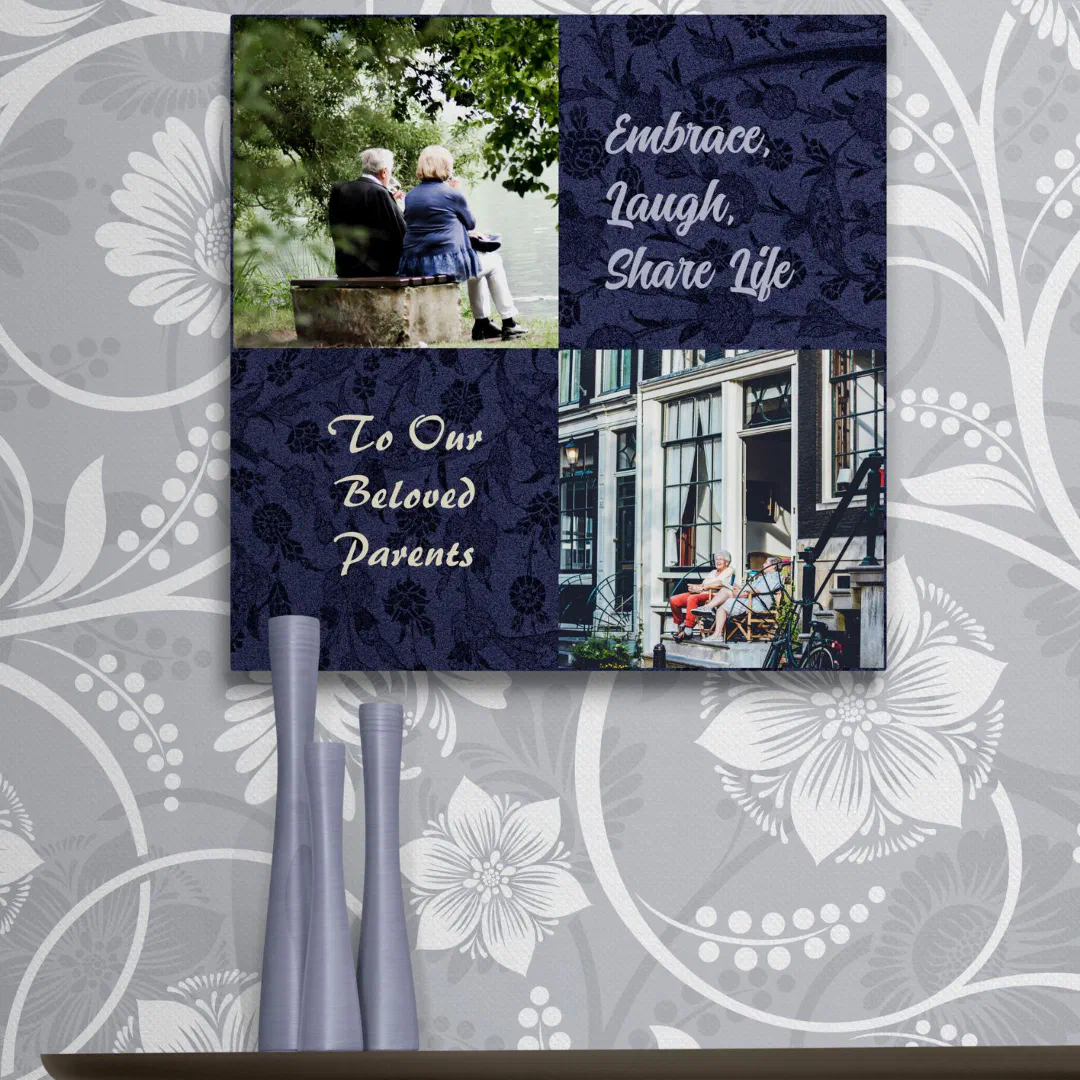 Personalized Gifts for Older Parents Couples Blue Canvas Print (Personalized Gifts for Older Parents Couples)