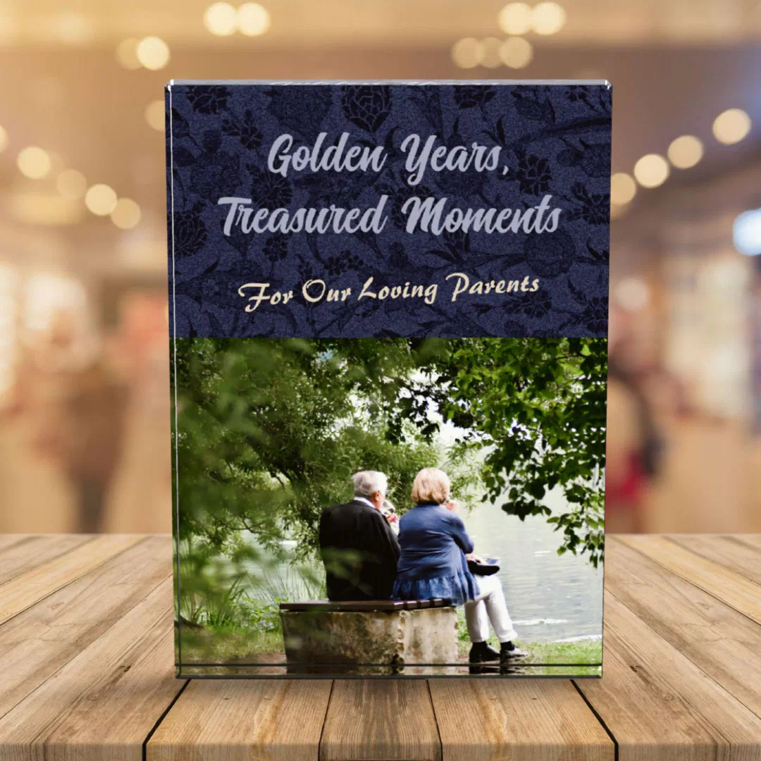 Personalized Gifts for Older Parents Couples Blue Photo Block (Personalized Gifts for Older Parents Couples)