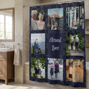 Personalized Gifts for Older Parents Couples Blue Shower Curtain