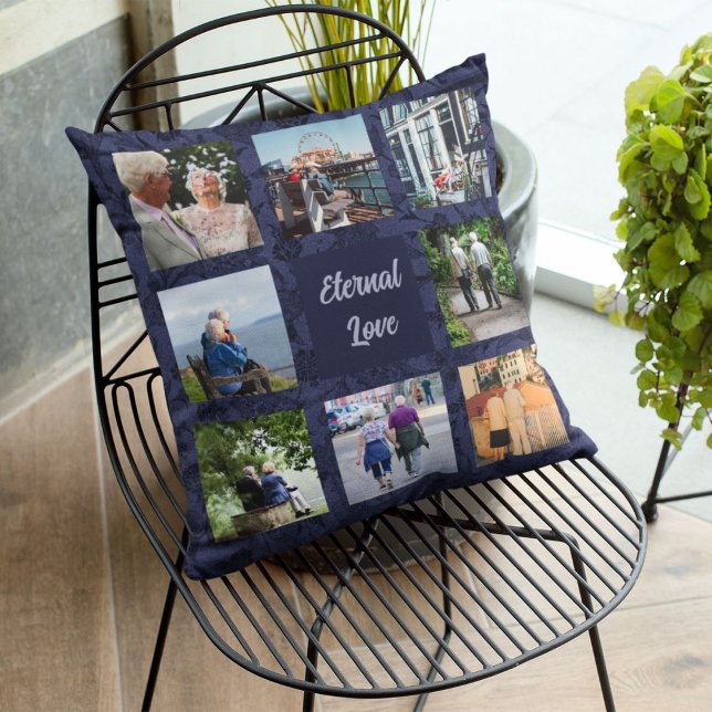 Personalized Gifts for Older Parents Couples Blue Throw Pillow (Personalized Gifts for Older Parents Couples)