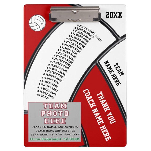 Personalized Gifts for Volleyball Coaches Clipboard (Front)