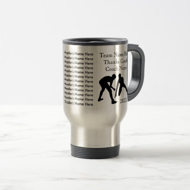 Personalized Gifts for Wrestling Coaches Travel Mug (Front Right)