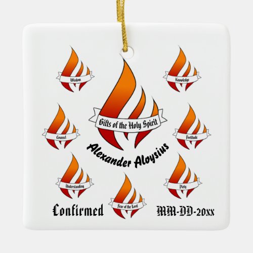 Personalized Gifts of the Holy Spirit Confirmation Ceramic Ornament