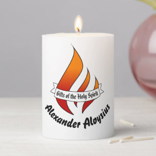 Personalized Gifts of the Holy Spirit Confirmation Pillar Candle