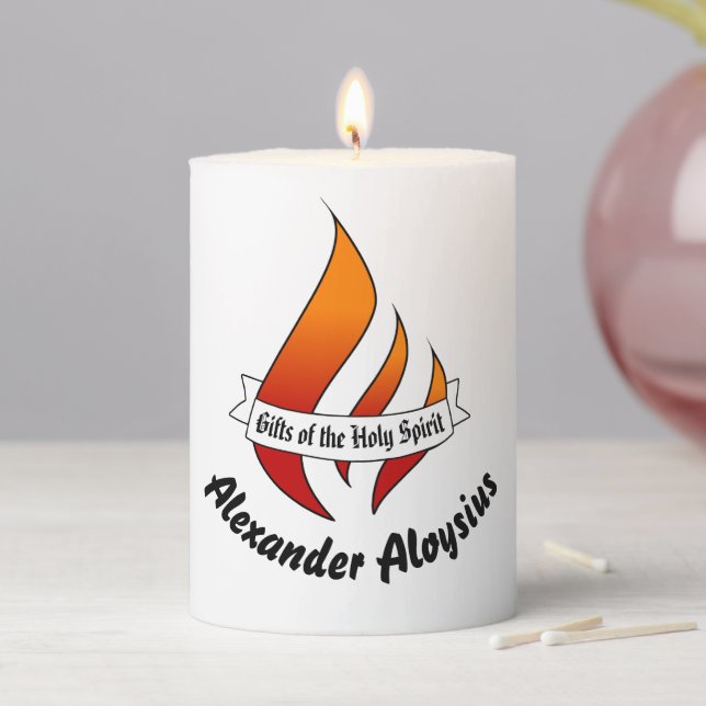 Personalized Gifts of the Holy Spirit Confirmation Pillar Candle (In Situ)