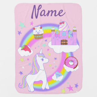 Personalized Gifts Unicorn Rainbow baby's name Baby Blanket