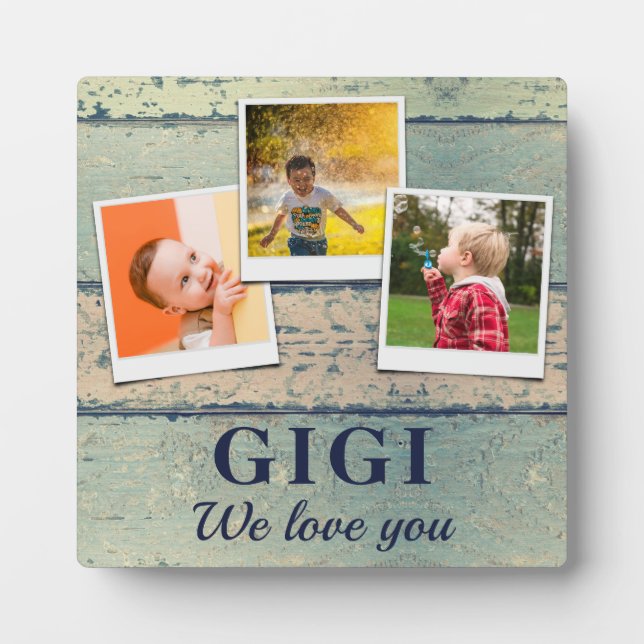 Personalized Gigi Kids Children 3 Photo Collage Plaque (Front)