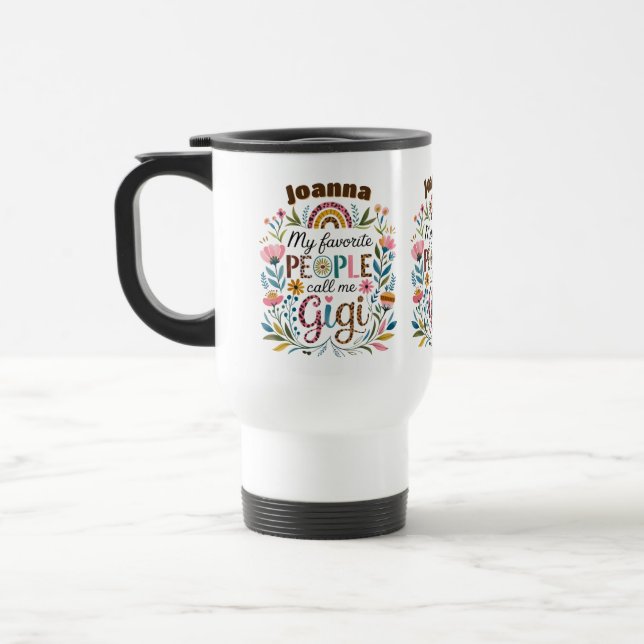 Personalized GIGI Mothers Day Birthday Christmas Travel Mug (Left)