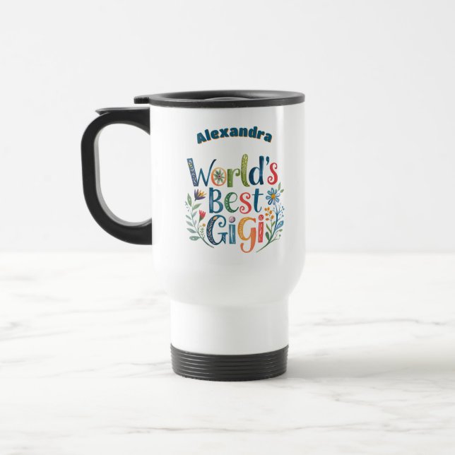Personalized GIGI Mothers Day Birthday Christmas Travel Mug (Left)