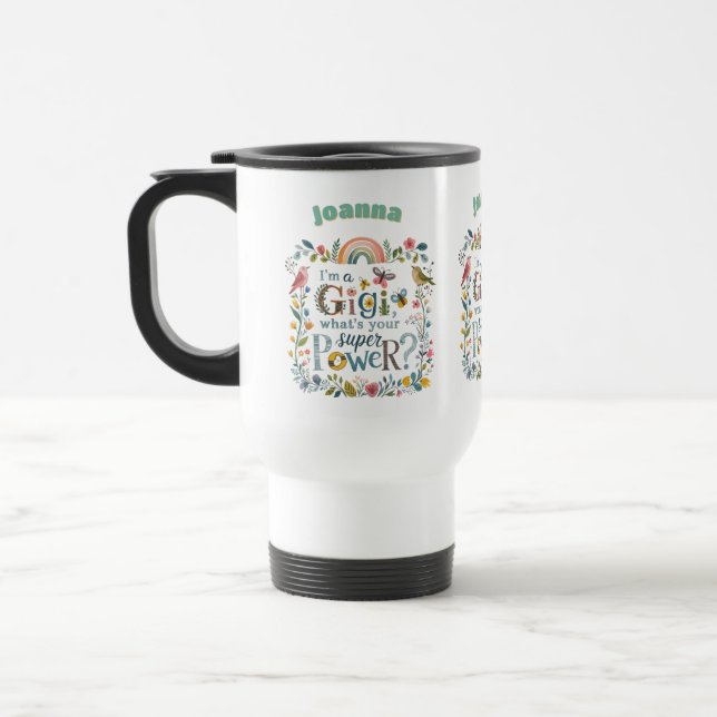 Personalized GIGI Mothers Day Birthday Christmas Travel Mug (Left)
