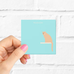 Personalized Ginger Cat Blue Sticky Notes