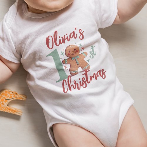 Personalized Gingerbread Babys First Christmas Baby Bodysuit