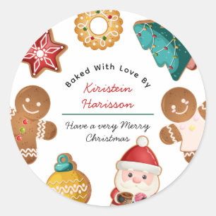 Personalized Gingerbread Christmas Cookies Baking Classic Round Sticker