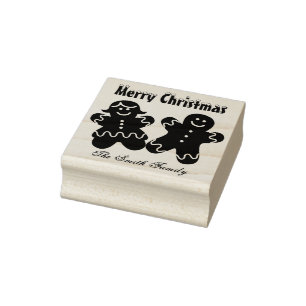 Personalized Gingerbread Christmas Holiday Family Rubber Stamp