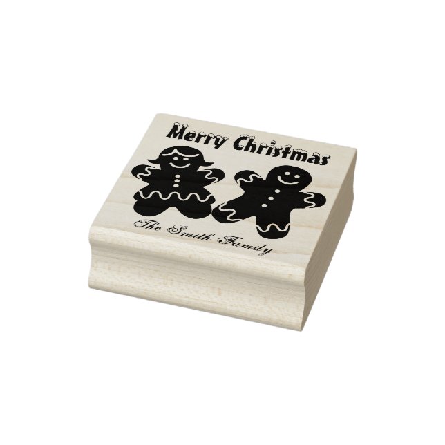 Personalized Gingerbread Christmas Holiday Family  Rubber Stamp (Stamp)