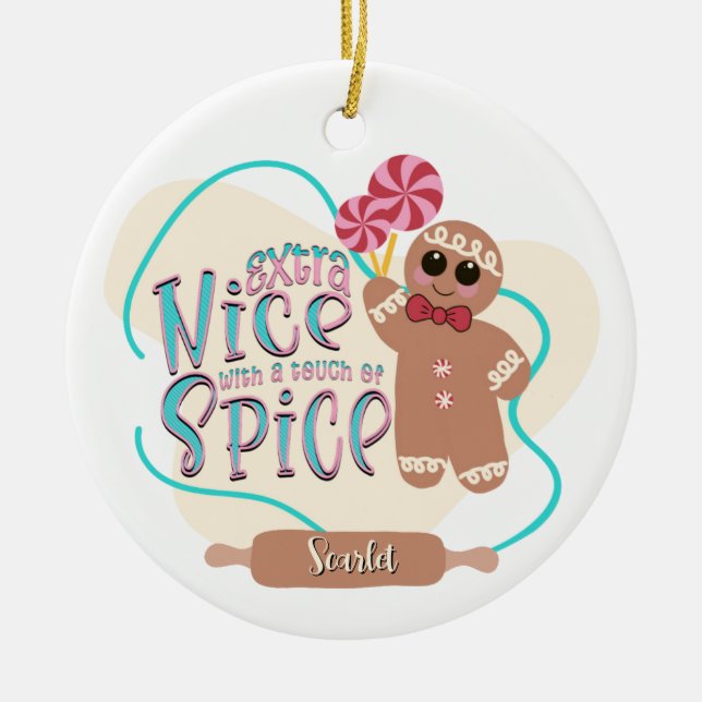 Personalized Gingerbread Christmas Ornament (Front)