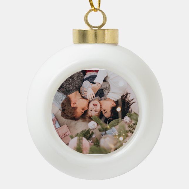 Personalized Gingerbread Christmas Snowflake Frame Ceramic Ball Christmas Ornament (Front)