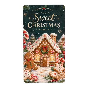 Personalized Gingerbread Christmas with Candy,cake Label